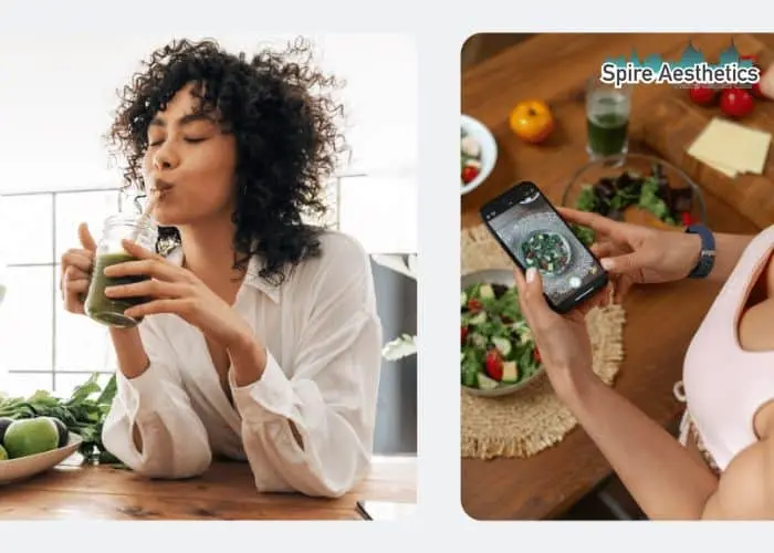 Image of woman looking into her diet and fat freezing Edinburgh to improve her health